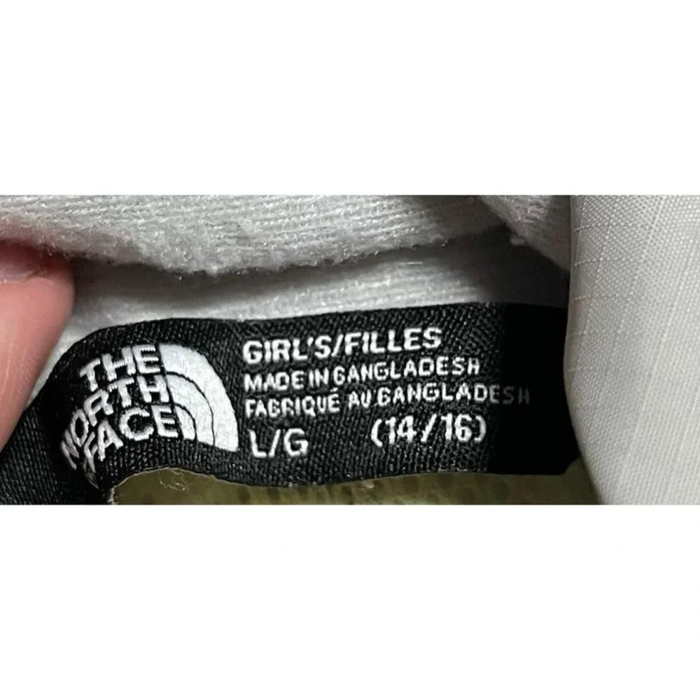 The North Face Girls Jacket Size L 14/16‎ Gray Blue Waterproof Hooded Rain Coat